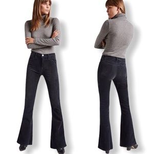 CURRENT/ELLIOT High Rise Low Bell Faded Black Corduroy Pants Size 29